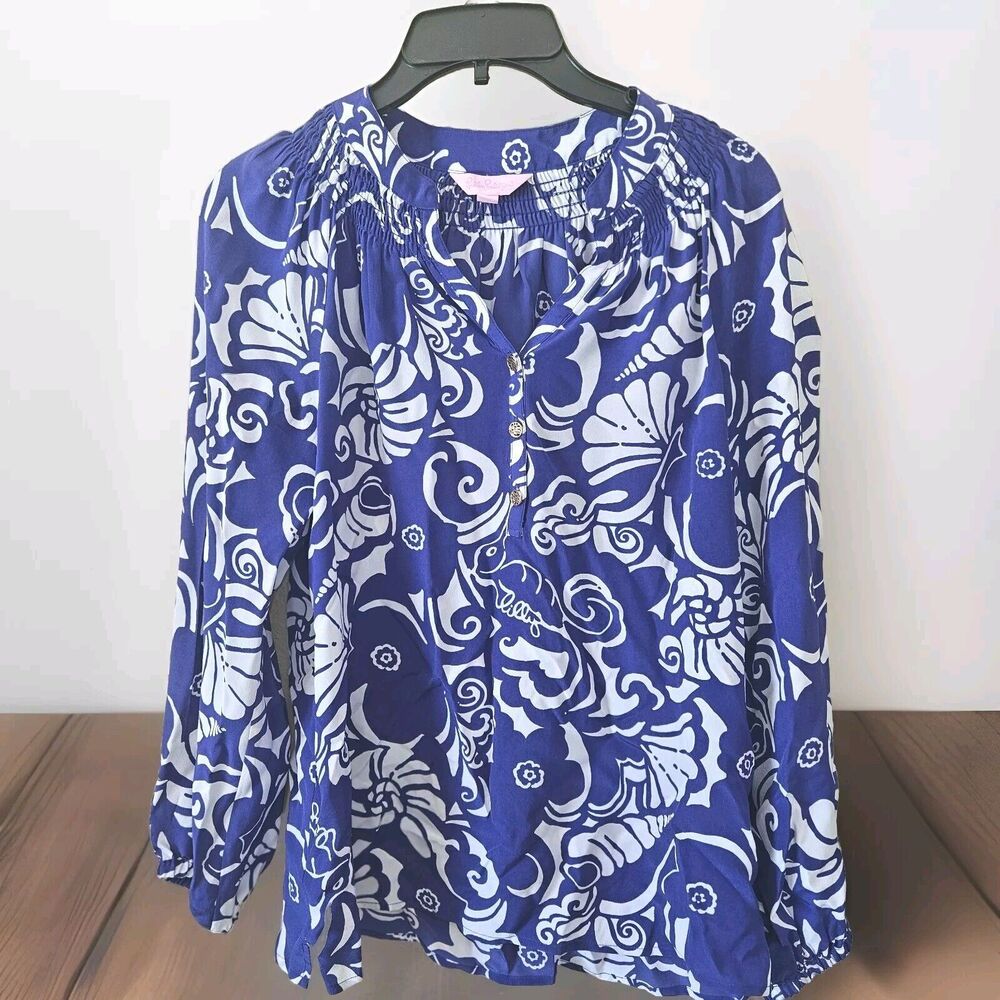 Royal Blue / White Lily Pulitzer Blouse - Size XS